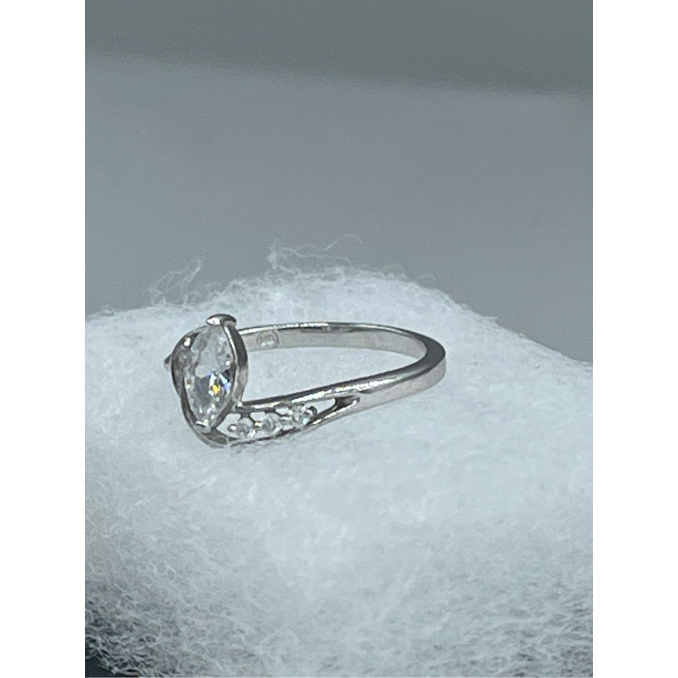 Silver Plated White Topaz Statement Piece Ring